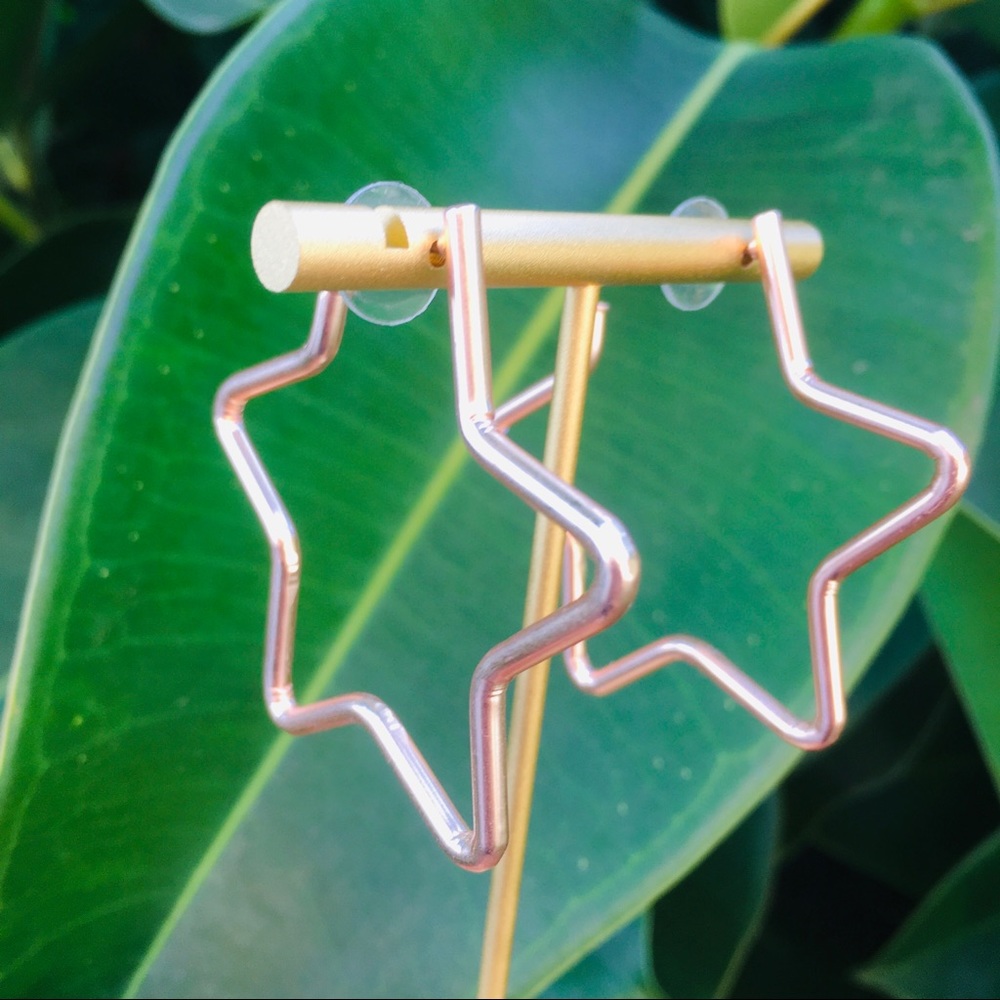 Pomina Star Hoop Earrings Gold Or Silver - Picture 6 of 6